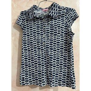 Lilly Pulitzer front  button  polo top short‎ sleeve size s